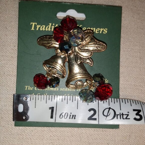 Two tradition keepers Christmas bells holiday pins. 1 silver, 1 Gold color. - Picture 2 of 3